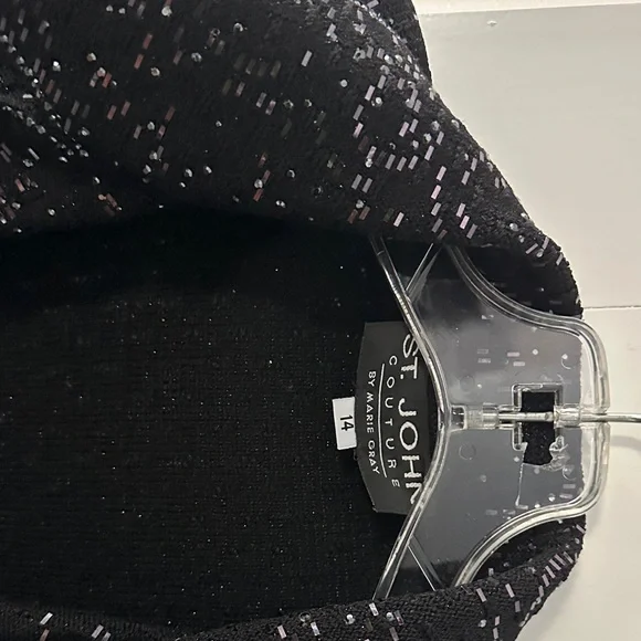 St. John Black Sequin Blazer - Picture 3 of 12